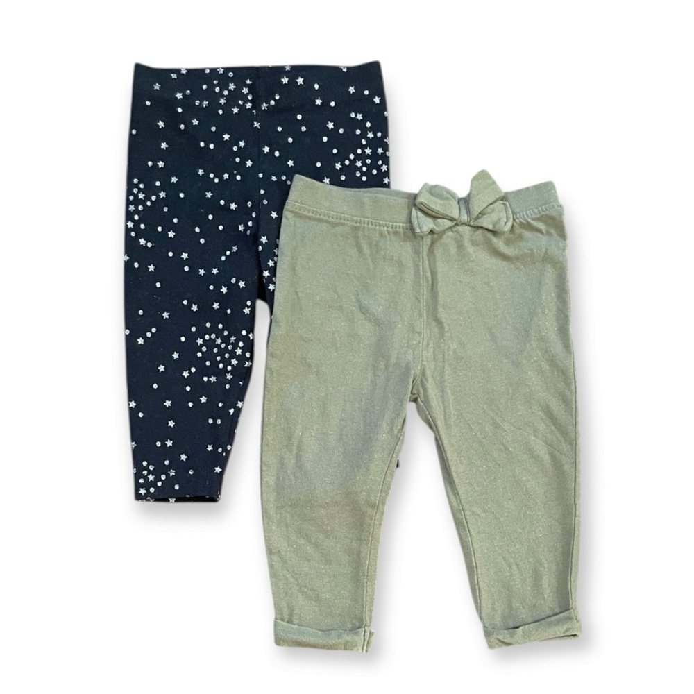 CARTER’S 2-Piece Leggings Pants Bundle Black and Green Baby Girl’s size 6M